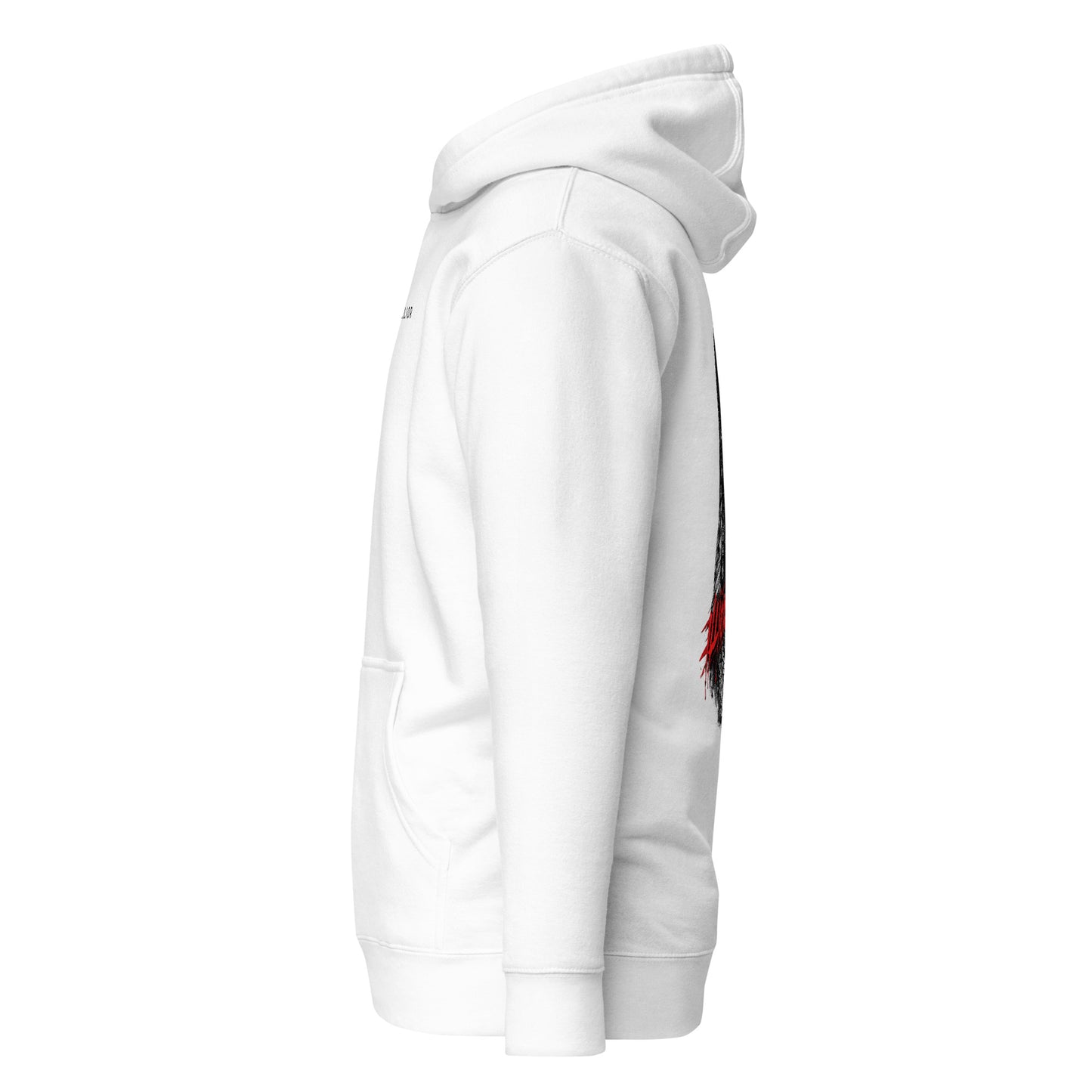 Oversized hoodie with japanese female balaclava illustration and red ILLIOR graffiti logo
