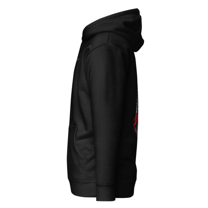 Oversized hoodie with japanese female balaclava illustration and red ILLIOR graffiti logo